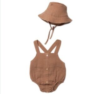 Lily & Jack Baby Unisex Textured Cotton 2-Piece Romper & Hat 3-6 Months …